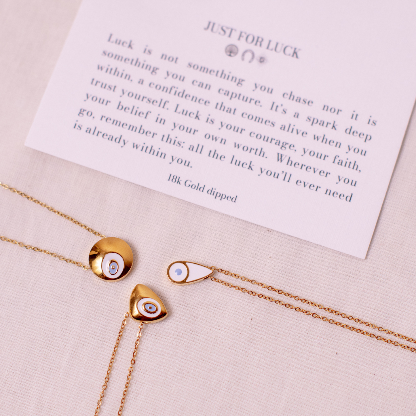 Just for Luck Evil Eye Teadrop Necklace - 18K Gold Plated