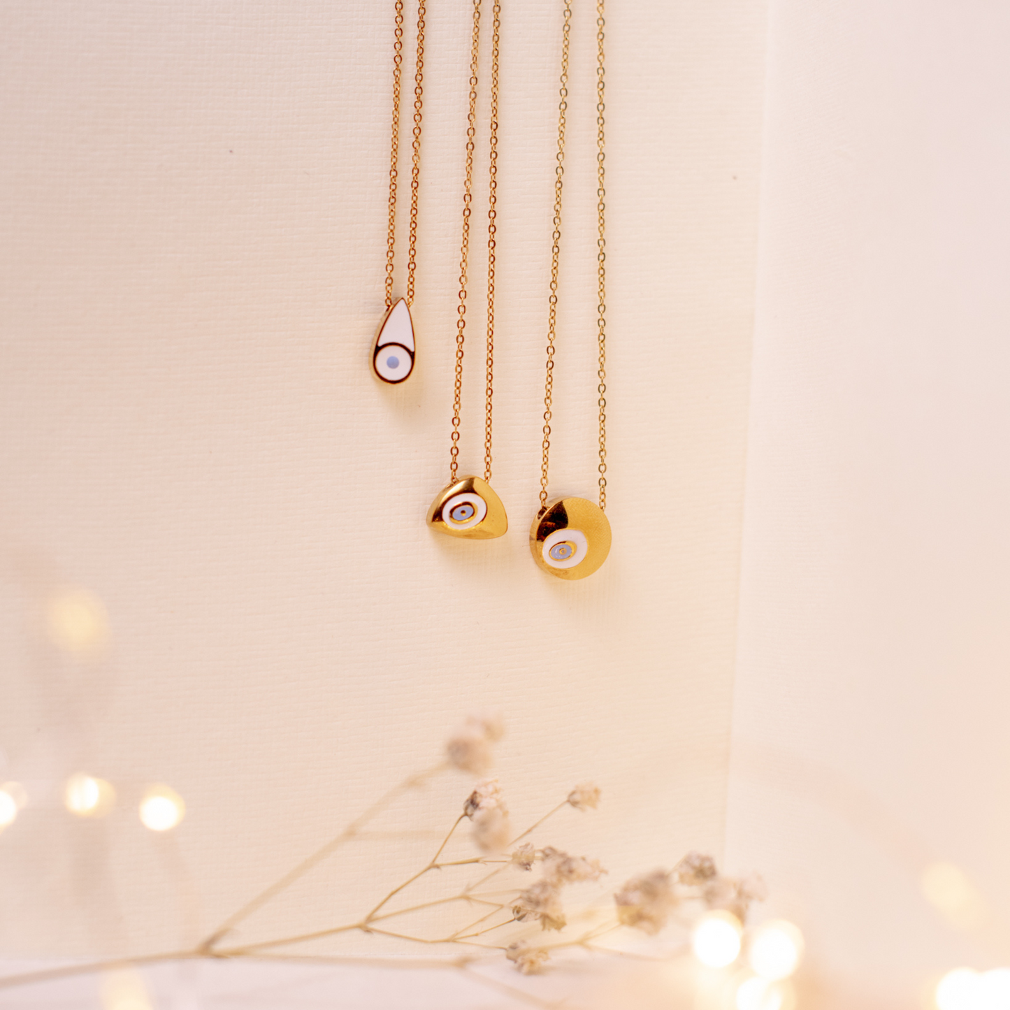 Just for Luck Evil Eye Triangular Necklace - 18K Gold Plated