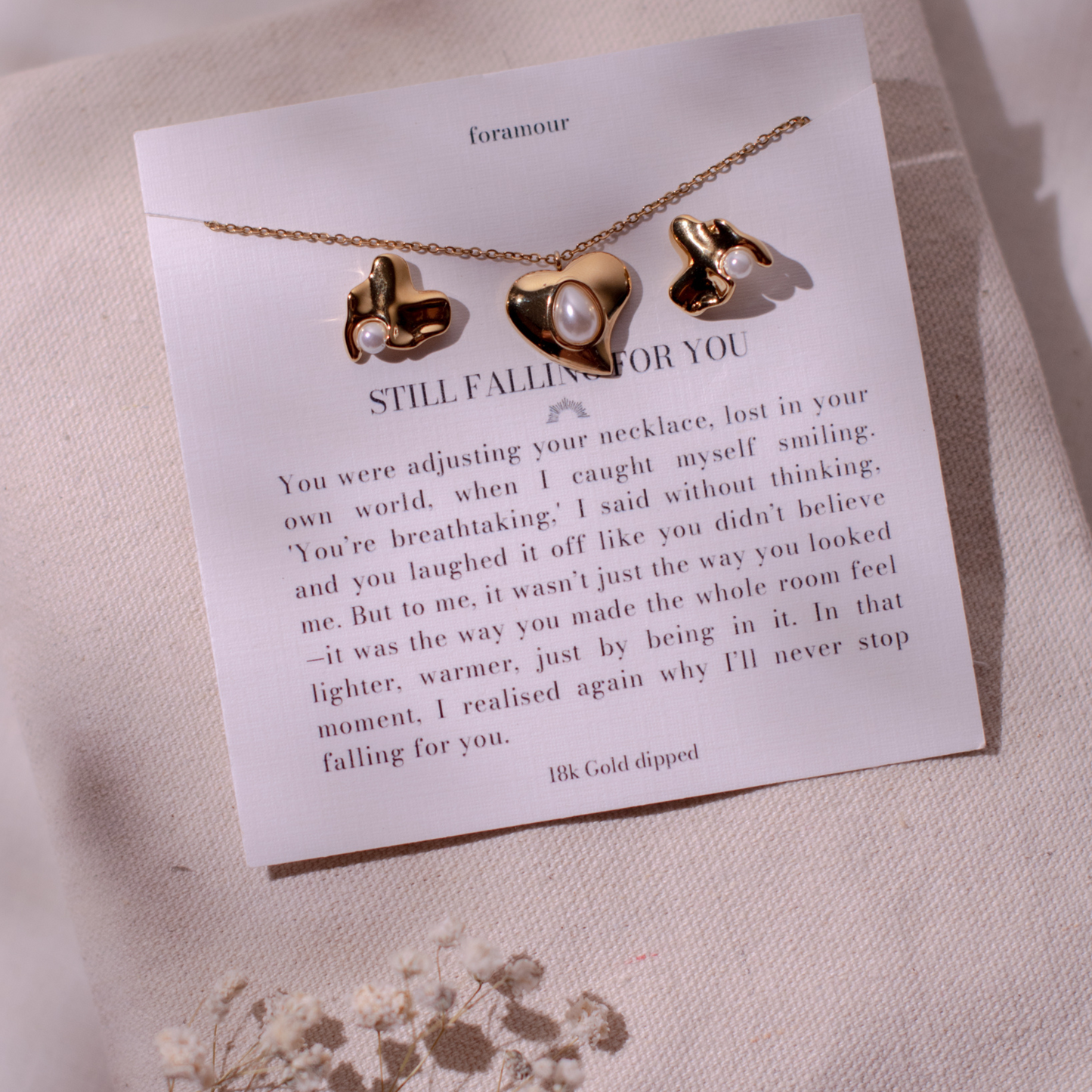 Still Falling for You Necklace Set - 18K Gold Plated