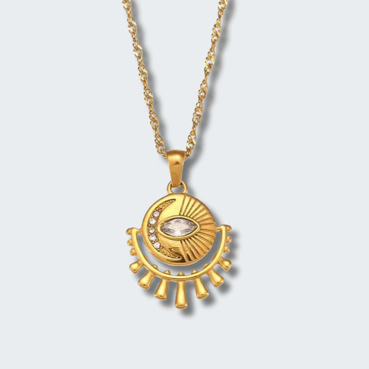 Sun & Moon Celestial Necklace- 18kt Gold Plated