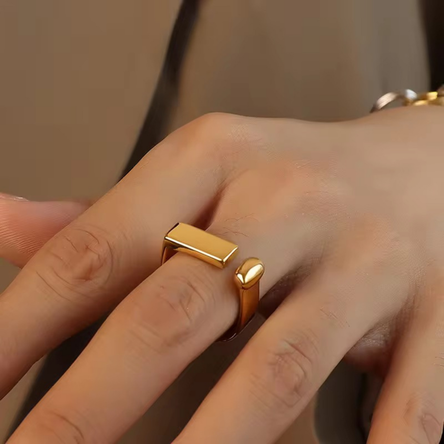 Golden Resilience Ring- 18kt Gold Plated - Adjustable