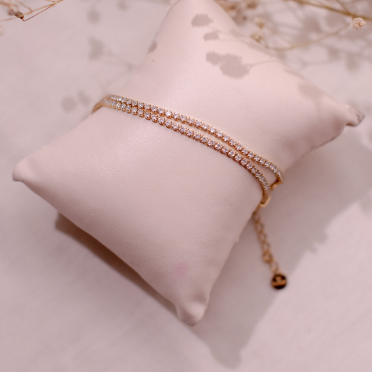 Tennis Bracelet Double Row - 18K Gold Plated