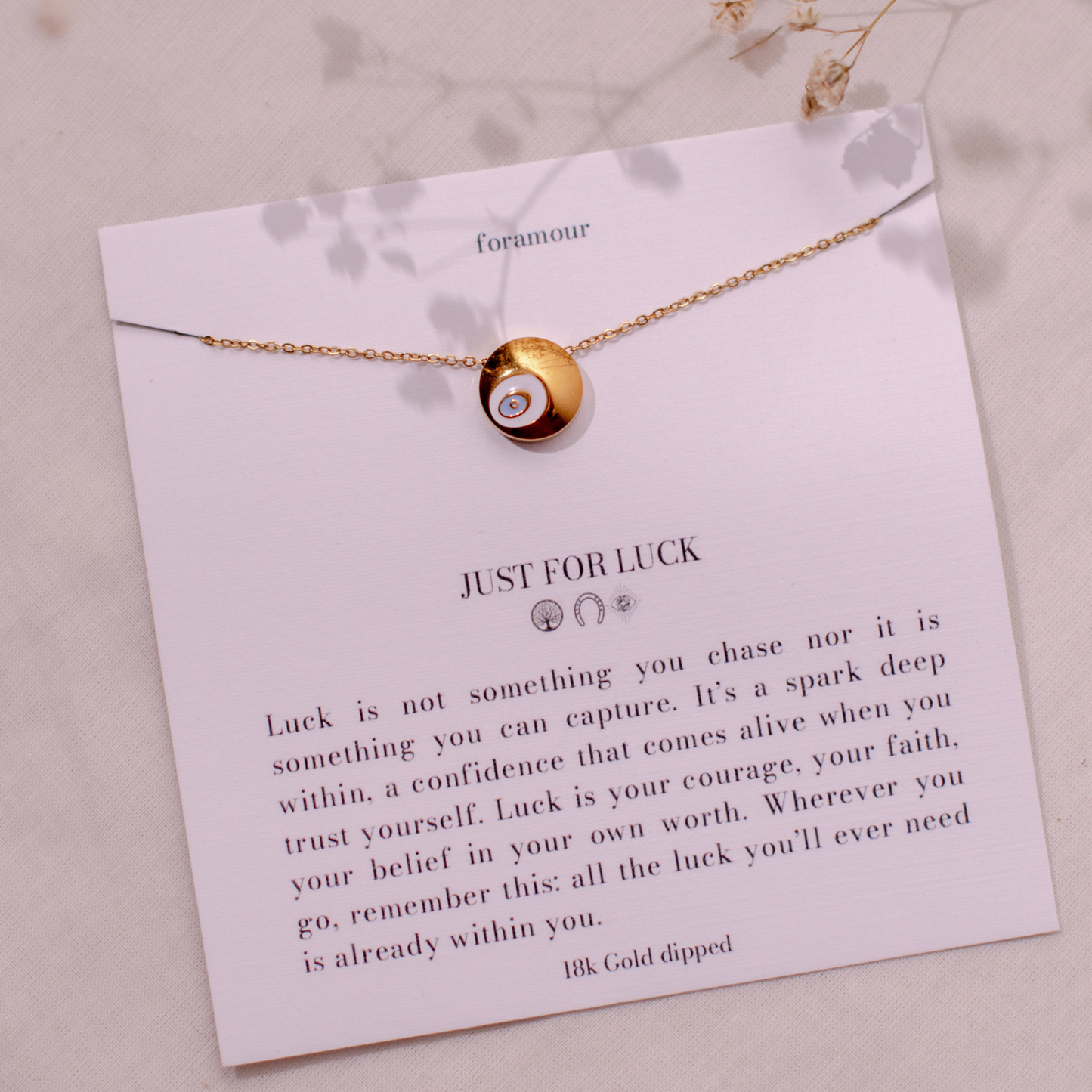 Just for Luck Evil Eye Round Necklace - 18K Gold Plated
