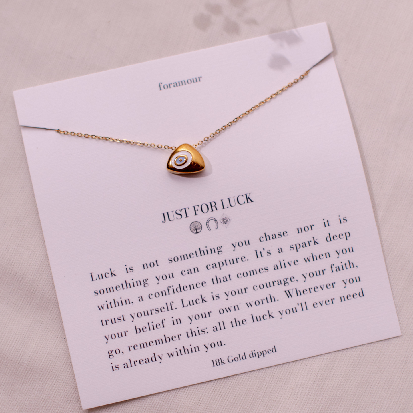 Just for Luck Evil Eye Triangular Necklace - 18K Gold Plated