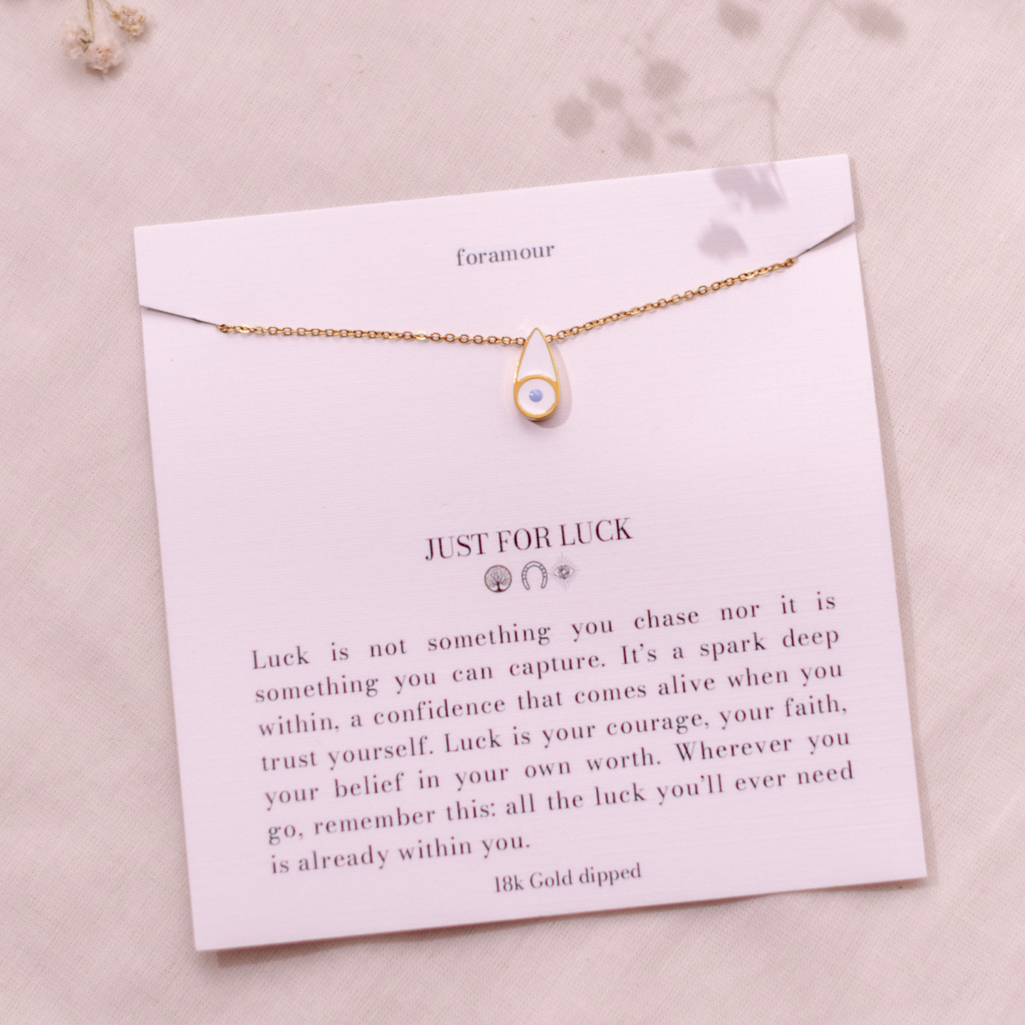 Just for Luck Evil Eye Teadrop Necklace - 18K Gold Plated