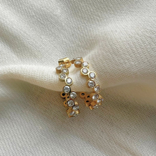 Peony Hoop studs - 18K Gold Plated
