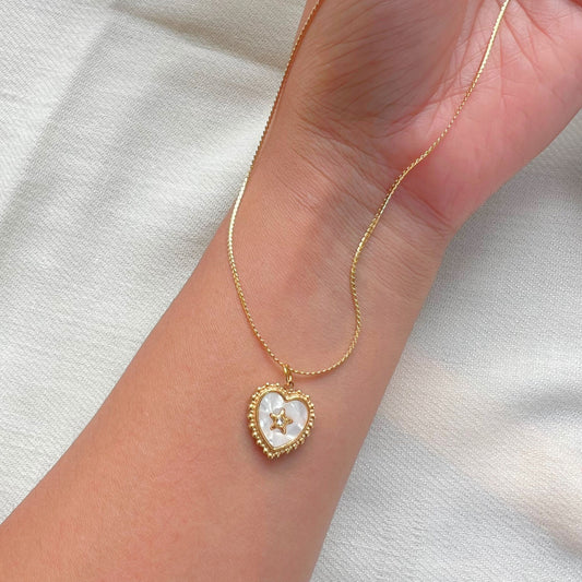 Woven Heart Mother of Pearls Necklace