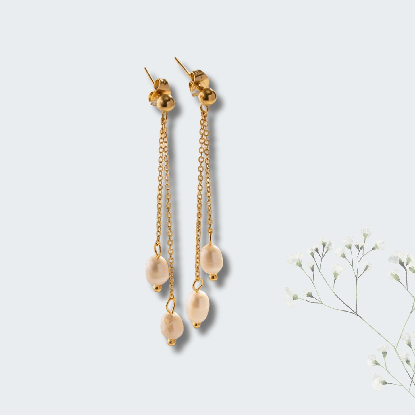 Seraphine Real Fresh Water Pearl Earrings | 18K Gold Bonded