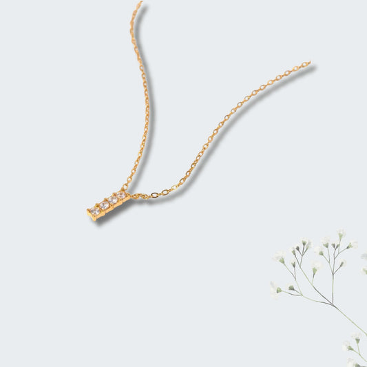 Diamond Bar Necklace- 18kt Gold Plated