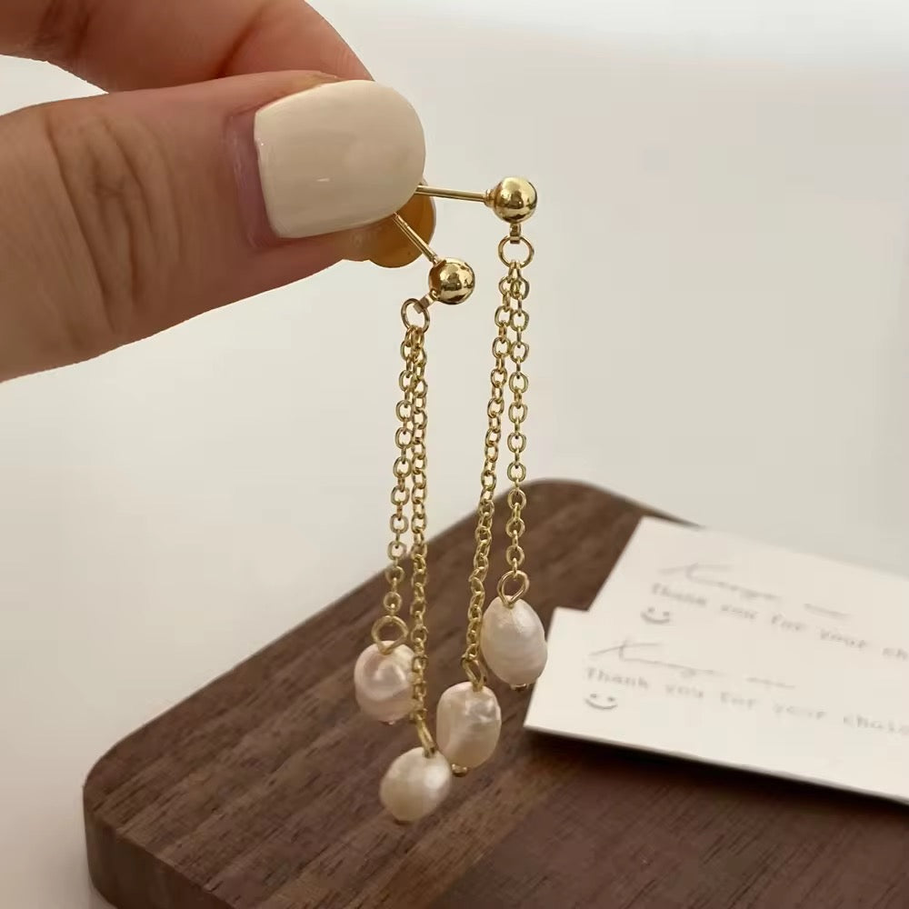 Seraphine Real Fresh Water Pearl Earrings | 18K Gold Bonded