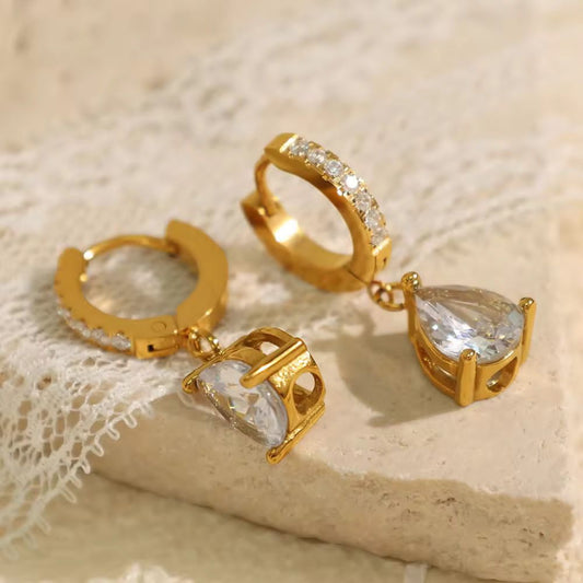 Victoria Diamond Huggies | 18kt Gold Plated