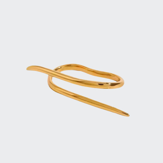 Sculpted Wave Statement Ring- 18kt Gold Plated - Adjustable